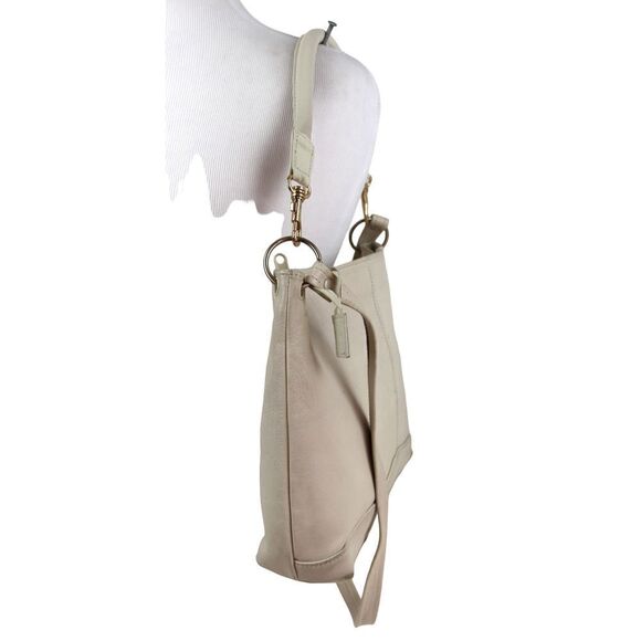 GIANI BERNINI CREAM WHITE GENUINE LEATHER SATCHEL SHOULDER BAG HANDBAG PURSE - Picture 2 of 15